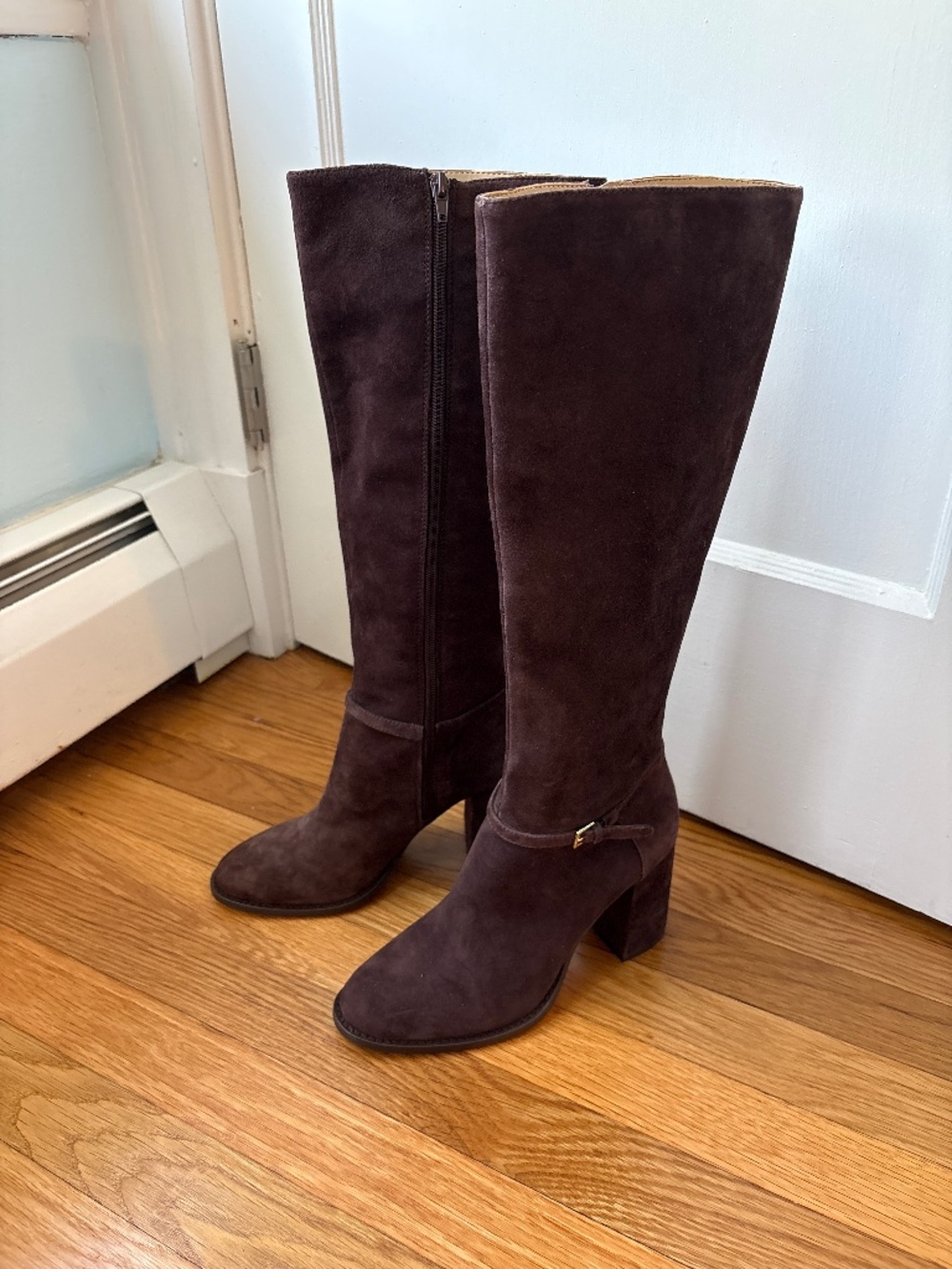 Ann Taylor Chocolate Suede Block Heel Boots, Sz 8, NWOB